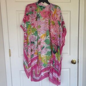 Pink Floral Lightweight Kimono Cover-Up